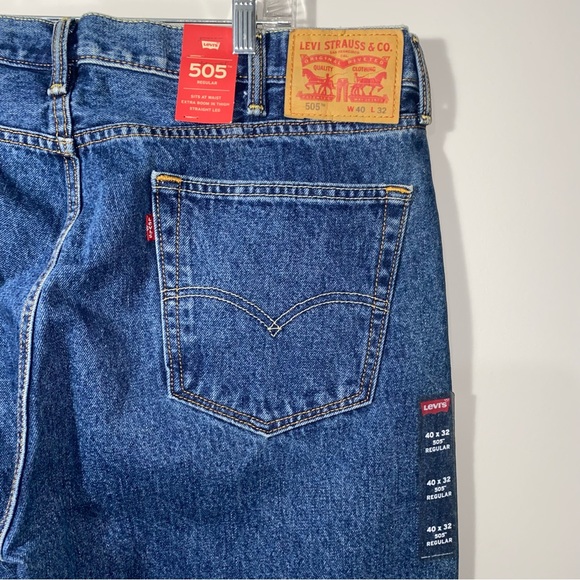 Levi's® Men's 505 Straight Leg Regular Fit Jeans - Dark Blue 40x32 - Picture 7 of 16